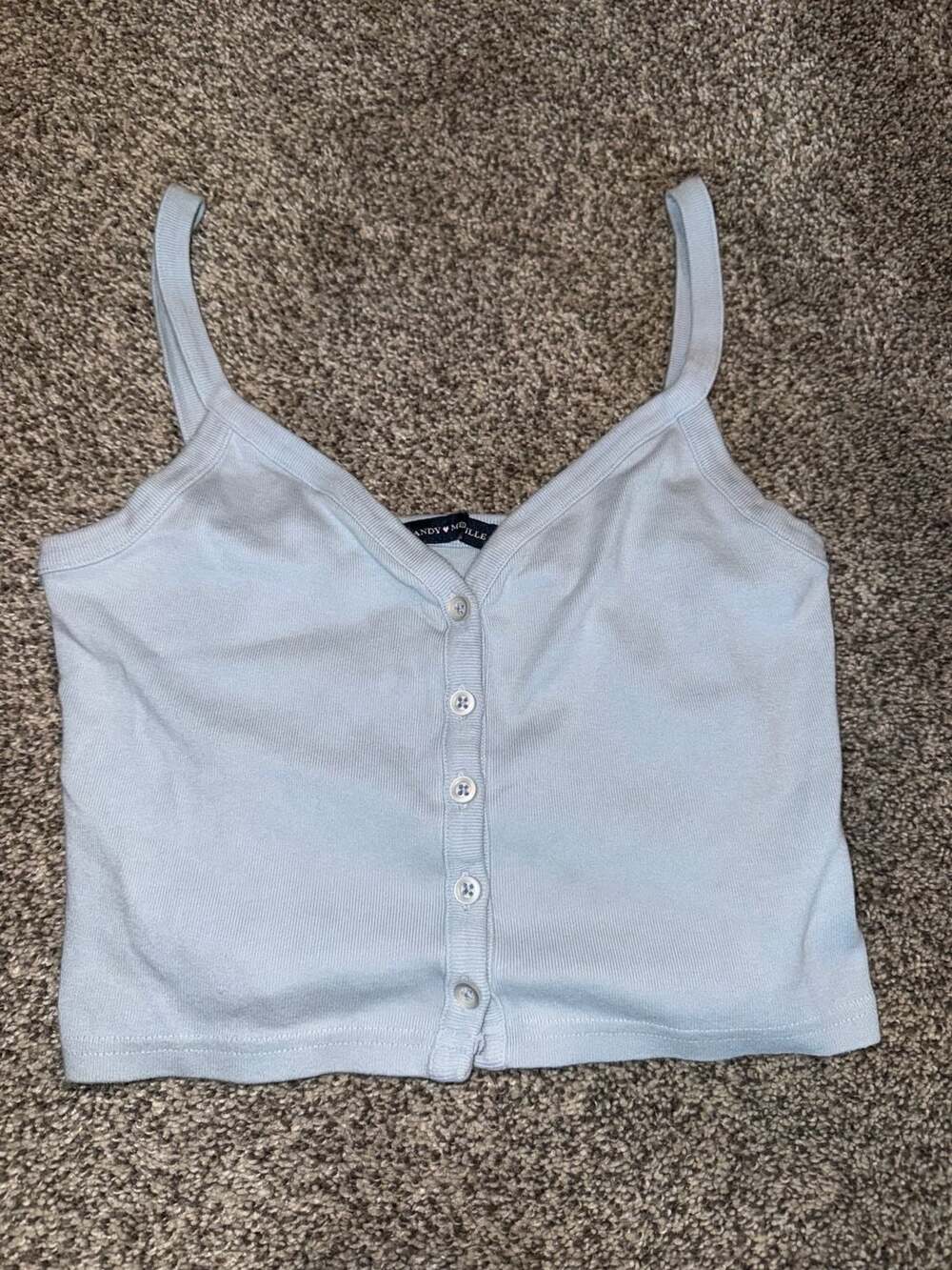 Brandy Melville Light Blue Ribbed Button-Down Tank Top